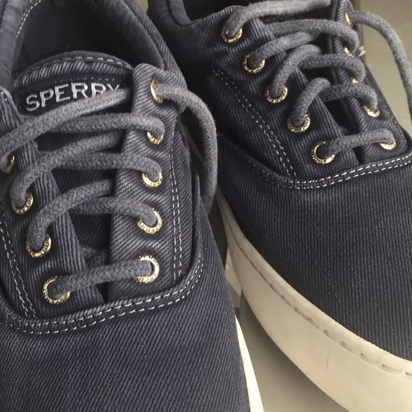 Blue Denim Distressed Canvas Sperry Top-Sider Sz 10 - Picture 5 of 8